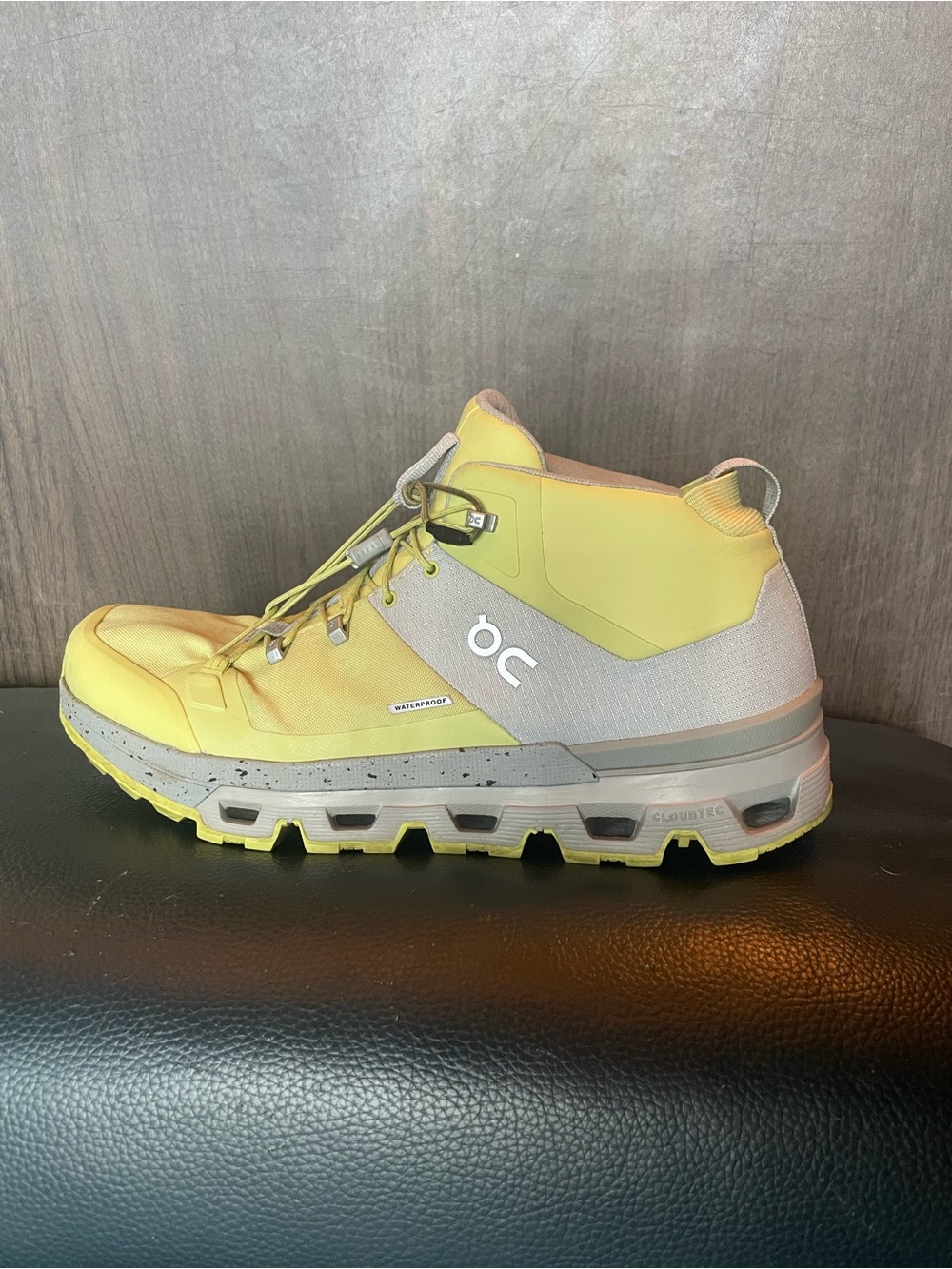 On Cloudrock Waterproof Women's Yellow and Gray Trail Sneaker